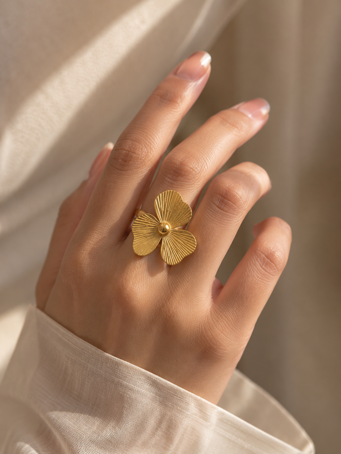 Golden Petal Bloom Ring