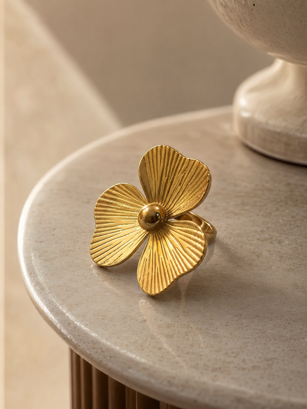 Golden Petal Bloom Ring