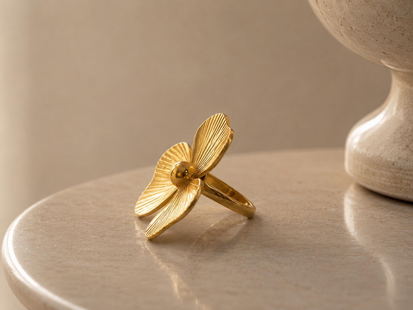 Golden Petal Bloom Ring